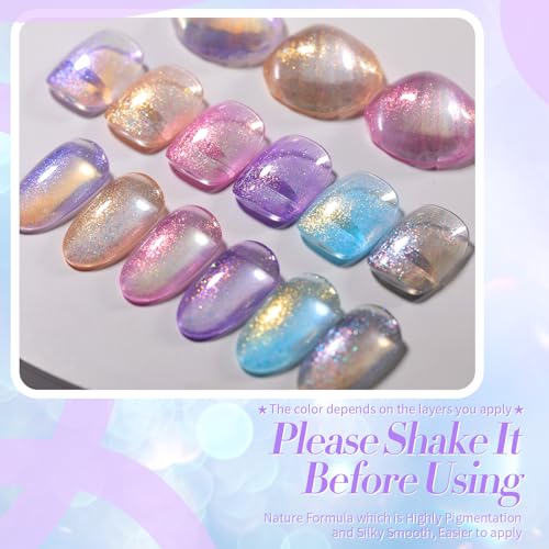 Born Pretty Pearl Gel Nail Polish Set Shell Glimmer Shimmer Mermaid Glitter Gel Polish Transparent Jelly Pearlescent Gel Polish Nail Art Manicure Varnish 6 Colors 7ml Collection Gifts