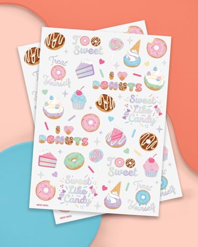 xo, Fetti Donut Temporary Tattoos - 50 Iridescent Designs