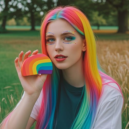 Rainbow Face Gems Stickers, 4 Sets Self-Adhesive Eye Jewels