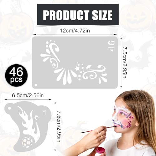 46pcs Face Paint Stencils Set – Reusable Halloween Makeup Templates