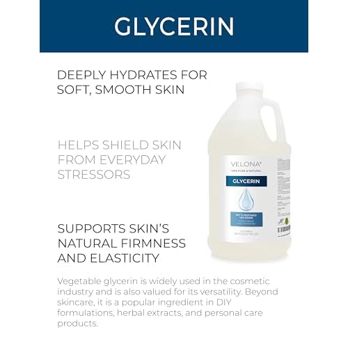 velona Glycerin Vegetable USP Grade 1 Gallon / 128 Fl Oz | 100% Pure and Natural Carrier Oil | Hair and Face Moisturizer for Dry Skin, Bubble Bath, Glycerin Soap, Soap Base | Enjoy Results
