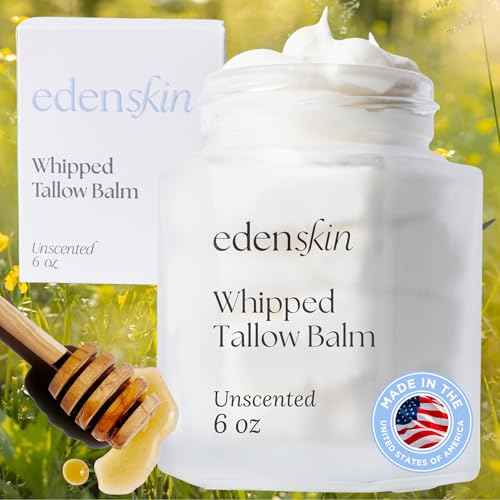 Grass Fed Beef Tallow for Skin, 6oz - Unscented Tallow and Honey Balm for Face & Body w/Jojoba Oil, Vitamins A, D, E, K & Antioxidants - Whipped Tallow for Moisturizer