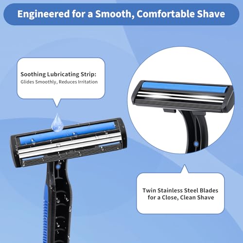 12 Pack Disposable Razors Shaving Cream Kit Bulk for Men, Twin Blade Disposable Razors and Shaving Cream (10g), Individually Wrapped Toiletries for Homeless Shelter Donation Travel Hotel