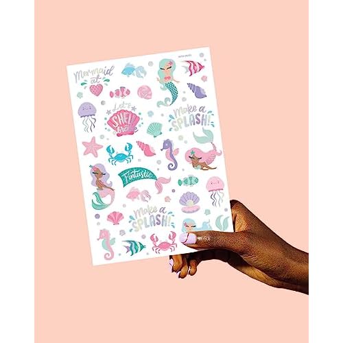 xo, Fetti Under The Sea Mermaid Temporary Tattoos - 56 Iridescent Foil Styles | Kids Birthday Party Supplies, Sea Creatures Favors, Ocean Animal, Underwater Arts and Crafts, Boys + Girls Activity