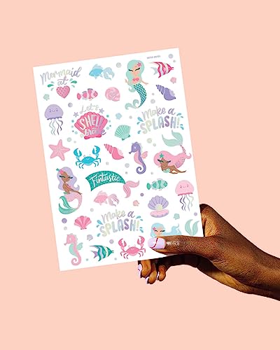 Mermaid Temporary Tattoos - 56 Iridescent Foil Designs for Kids