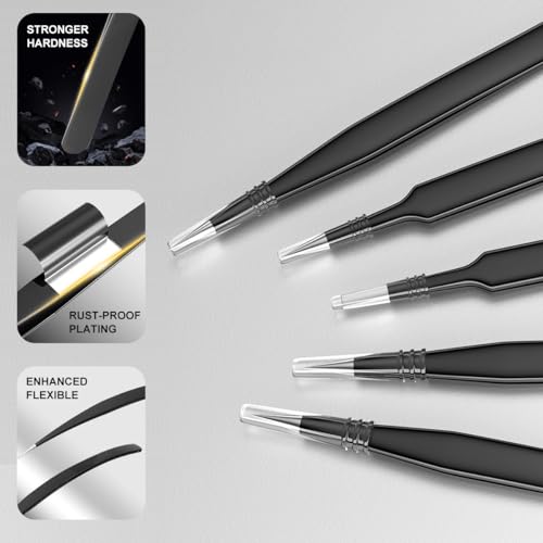 Antonki 12-Pack Precision Tweezers Set with Case