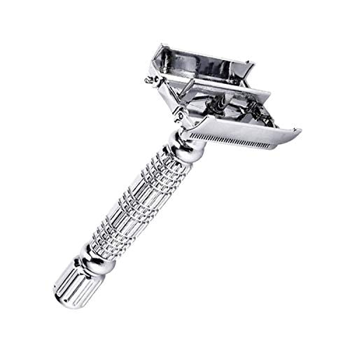 Ultimate Butterfly Safety Razor - Heavy Duty Twist To Open Double Edge Safety Razor for Men; Shaving Kit with Mirrored Travel Case and Stainless Steel Double Edge Blade