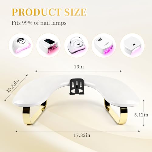 Arm Rest for Nails Tech with Rotating Phone Holder, U-Shaped 10¡Æ Inclined Nail Arm Rest Pillow Cushion, Manicure Hand Rest Pad for Salon, Nail Tech School and Home DIY (White)