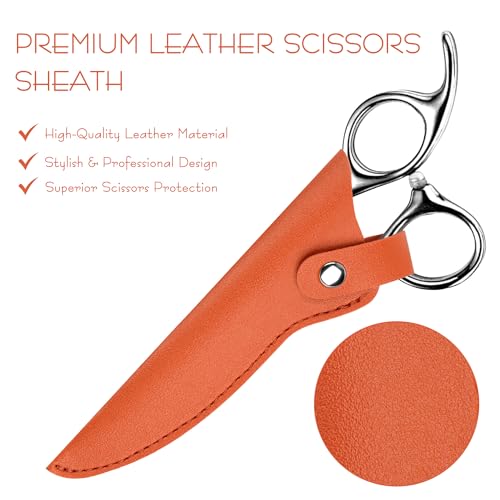 SHIDOW Orange PU Leather Scissor Sheath 2-Pack Snap