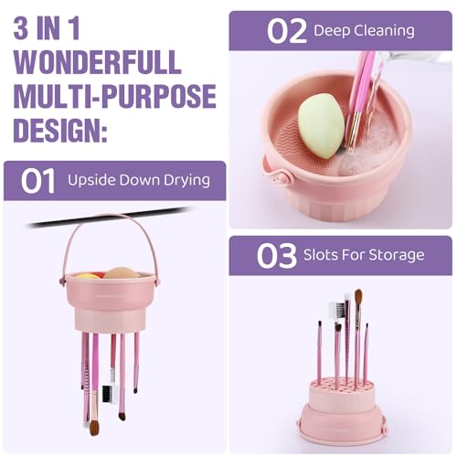 GOLIKEE Makeup Brush Cleaner Mat - 3 in 1 Silicone Bowl