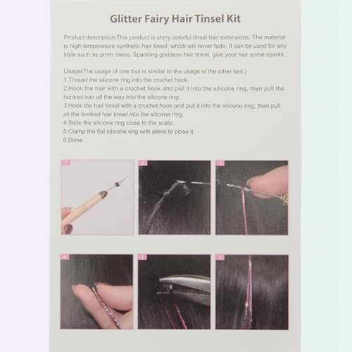 Dream Pink Hair Tinsel Kit, 1800 Strands with Tools