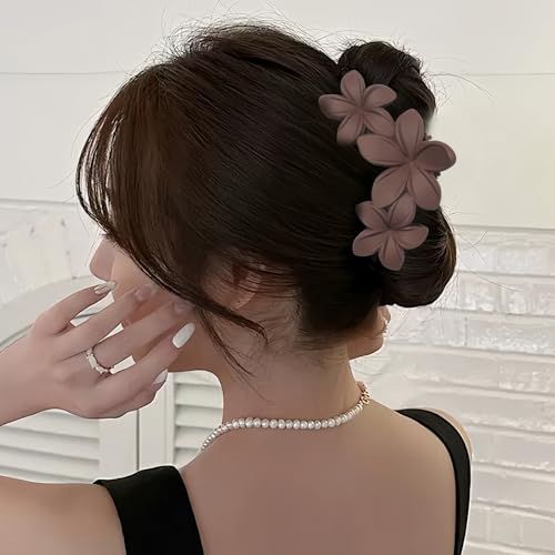 Flower Hair Clips Hawaiian Matte Hair Clips Cute Hibiscus Flower Large Claw Clips Strong Hold Non-Slip Hair Accessories for Women Girls Styling Beach Claw Clip for Thick Thin Hair Barrettes 4Pcs