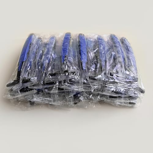 Individually Wrapped 3 Blades Razors Bulk, Travel Size Disposable Manual Razors with Stainless Steel Blade (Blue) (50)