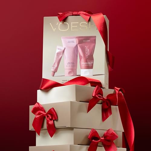 VOESH Hand & Body Glow Gift Set - 3-Piece Gift Set for Radiant Skin - Exfoliating Body Wash, Body Balm & Hand Balm - Vegan K-Beauty Korean Skincare - Fig & Amber Scent