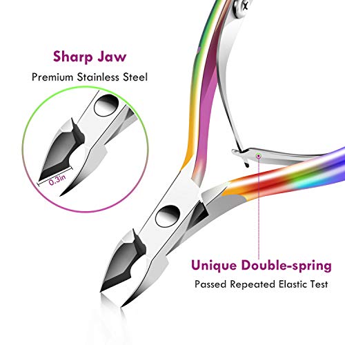 XUNXMAS Rainbow Titanium Cuticle Trimmer Set with Pusher & Nipper – 5-in-1 Manicure Tool
