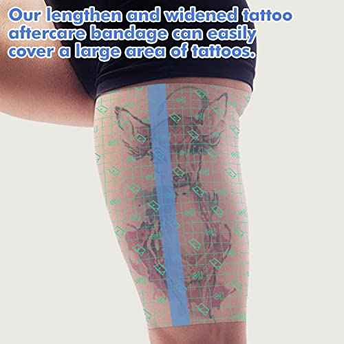 Tattoo Aftercare Waterproof Bandage (9.84 in x 10.9 Yd Roll) Second Skin Wound Healing Protective Skin Adhesive Bandages Transparent Dressing Bandages Tattoo Supplies