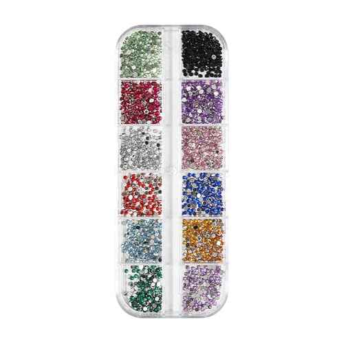 3000pcs 3D Flatback Rhinestones 2mm Mini Charms for Nail Design - Colorful Resin Diamonds Gems Jewels Kit for Nail Art and Crafting