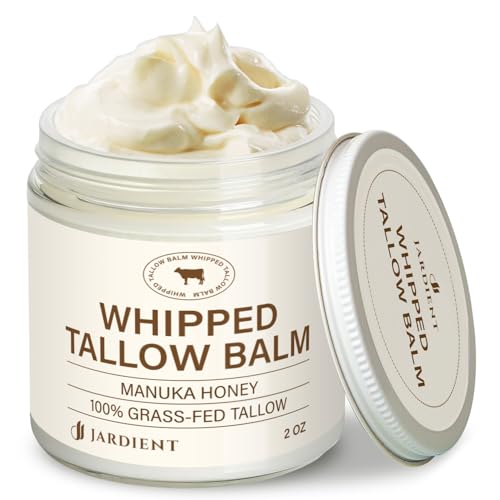 Beef Tallow Honey Balm for Skin: 100% Grass-Fed Beef Tallow Moisturizer For Face and Body - Organic Moisturizer Cream with Olive Oil Manuka Honey for Eczema and Dry Skin 2OZ