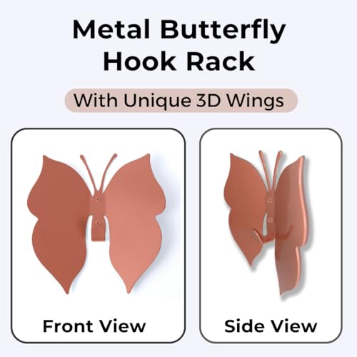 Butterfly 3D Wall Hooks for Bedroom. Wall-Mounted Butterfly Design, add a Playful Touch While stylishly Holding Coats, Backpacks, Purses, Jewelry, and Towels