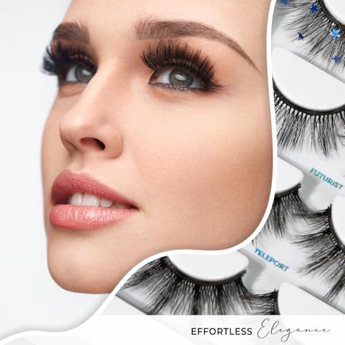 Profusion Cosmetics Metachrome 4 Pair Magnetic Eyelashes Set With Quick Dry Chrome Eyeliner, Raise Your Look With These Lightweight and Flexible Beauty Tools, Ultimate Glamour for All Day Wear
