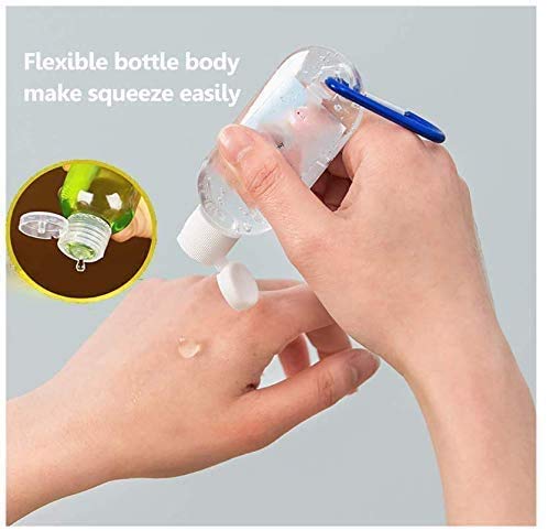 50 PCS Travel Plastic Clear Keychain Bottles, Hand sanitizer bottle containers, Leakproof Refillable Empty Bottles Portable Squeeze Containers with Flip Cap(50ml/1.7oz)