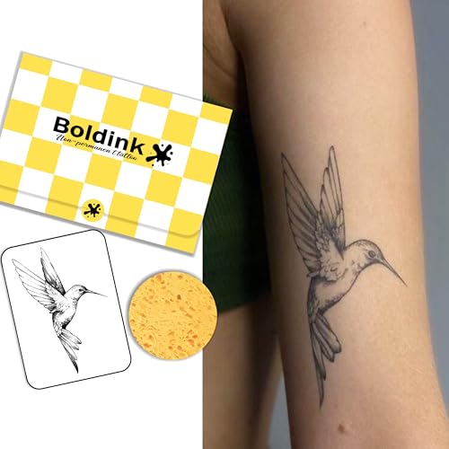 Semi-permanent Tattoos,Realistic Fake Tattoos,Last 7-15 Days,Waterproof Non-reflective Temporary Tattoo Stickers,Cruelty-free,Uniquely Designed Exquisite Packaging(Bird 1)