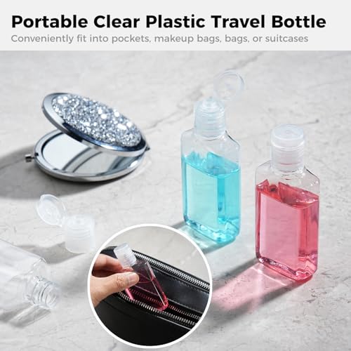 100 Pieces 1 oz Plastic Bottles Clear Travel Bottles with Flip Cap Portable Empty Hand Sanitizer Bottles, Refillable Containers for Travel Business Trip for Shower Gel, Face Creams, Body Lotions