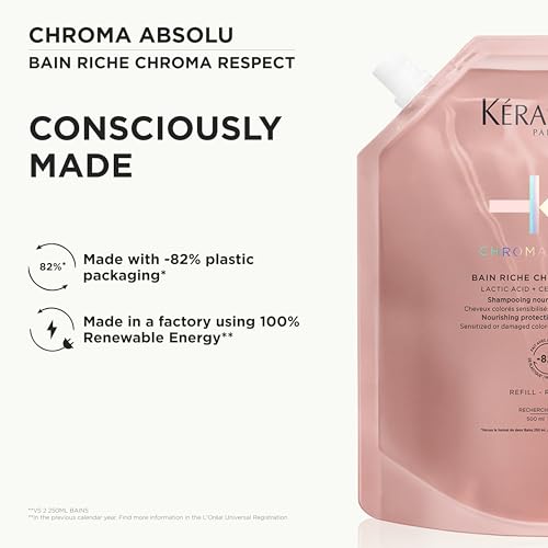 Kerastase Chroma Absolu Chroma Respect Shampoo Riche For Sensitized or Damaged Color-Treated Hair - Protects and Nourishes Medium To Thick Hair, with Lactic Acid