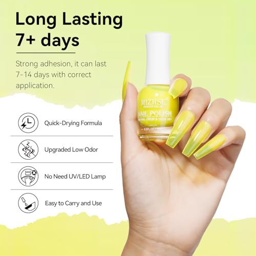 MIZHSE Quick Dry Neon Yellow Nail Polish 15ml