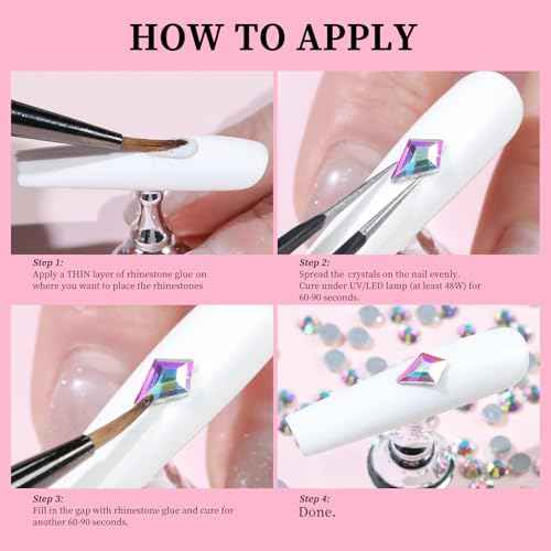 1660Pcs Crystal AB Nail Art Rhinestones: 8 Types of Multi Shapes Diamonds + 4 Sizes Flatback DIY Crafts Rhinestone Crystals 3D Glass Stones Set + Tweezer + Pickup Pen