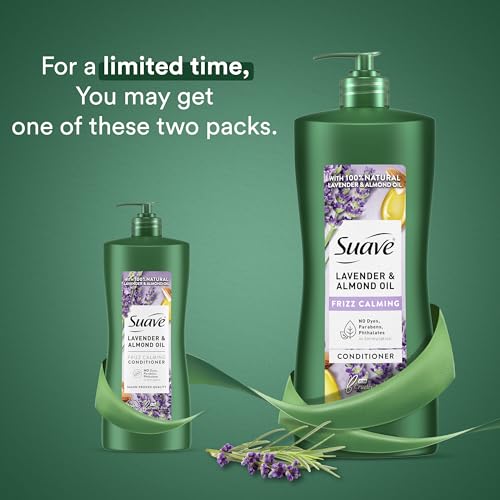 Suave Natural Lavender & Almond Oil Conditioner, Anti Frizz, No Dyes, No Parabens, No Phthalates, 28 oz Pack of 4