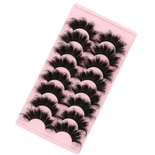 Gmagictobo False Eyelashes Dramatic 25MM Lashes 3D Faux Mink Lashes Wispy Pack Long Thick Volume Soft Strips False Lashes 8 Pairs Multipack