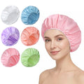 Reusable Waterproof Shower Cap for Women - Solid, 6 Pack, Elastic Fit
