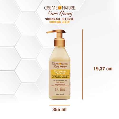 Creme of Nature Curling Jelly, Pure Honey, Coconut Oil and Shea Butter Formula, Shrinkage Defense, 11.5 Oz