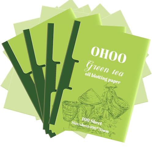 Green Tea Face Oil Blotting Papers - 100 Sheets (Pack of 4) for Oily Skin