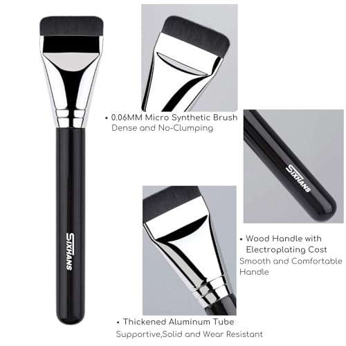 Flat Foundation Brush Rubycell Sponge & Mixing Palette Makeup Tool Couple Set- Ideal for Liquid Foundation,Ultra-Soft Seamless Blender for Flawless Natural Makeup,Minimized Absorb, Long-Lasting