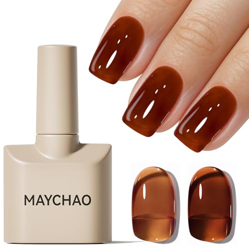 MAYCHAO Jelly Sheer Gel Nail Polish - Translucent Amber Tortoise (15ml)