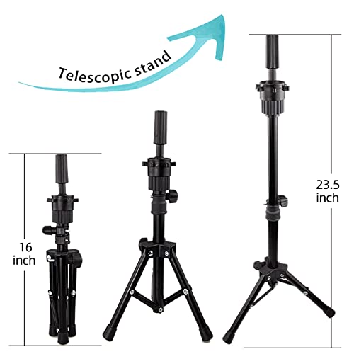 16" Real Human Hair Mannequin Head with Tripod Stand