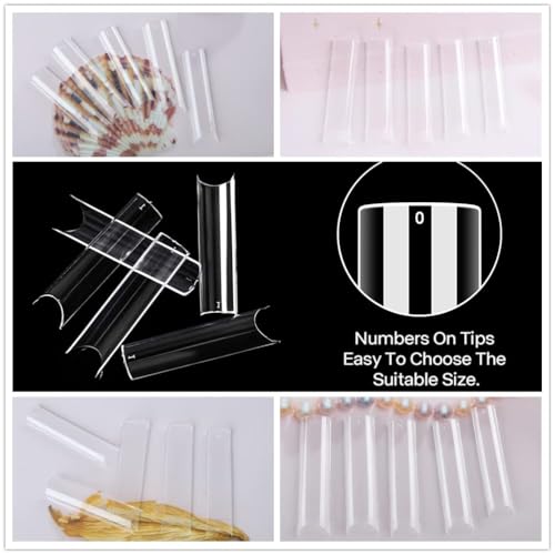 UNA GELLA XXL Long Square Nail Tips - 120 Pcs Clear Half Cover Fake Nails