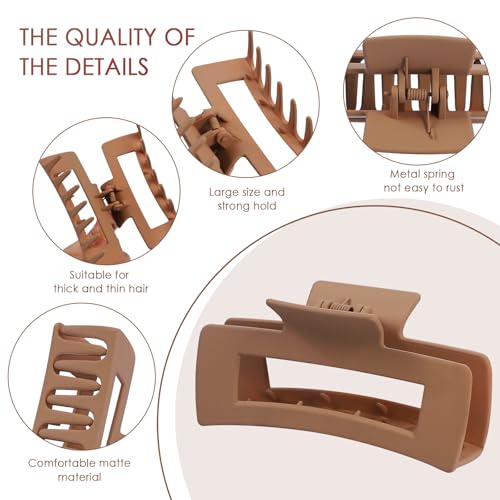 8 Pack Large Hair Claw Clips 4.1" Non-Slip Matte Hold