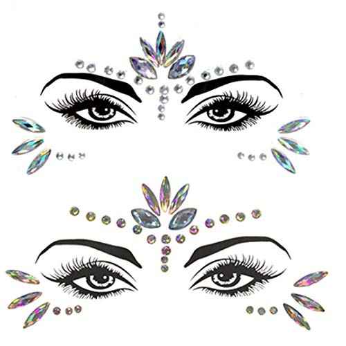 Mermaid Face Gems Stick Jewels for Women Cosplay Mermaid Halloween Club Costume Face Gems Sticker on Rave Party Gift for Kids Costume Temporary Tattoos