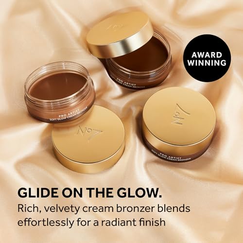 No7 Pro Artist Soft Glow Cream Bronzer Makeup - Blendable Bronzer Cream with a Lightweight Formula - Customizable Face Makeup for a Natural, Sun-Kissed Glow - Light (1.26 Oz)