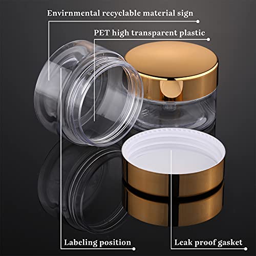 12 Pack 8 oz Clear Plastic Jars with Gold Lids
