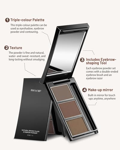 3-Color Eyebrow Powder Kit with Brush & Razor