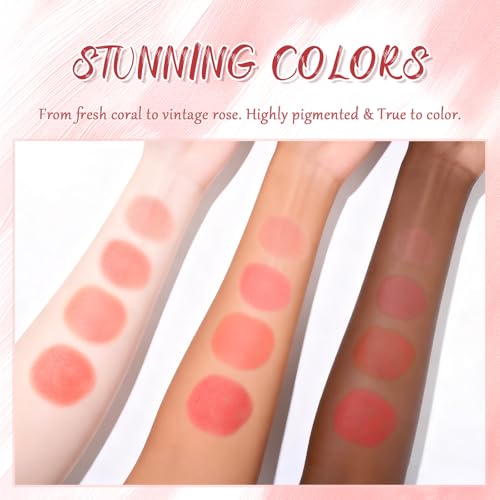 4-Color Matte Blush Palette - Highly Pigmented, Long-Lasting & Waterproof