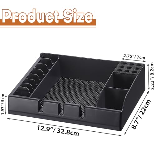 Barber Station Organizer Tray, Barber Clipper Organizer for Trimmers, Razors, Scissors, Combs & Brushes, Multi-Compartments Barbershop Salon Countertop Tray for Hairdressing Tool, Non-slip Mat