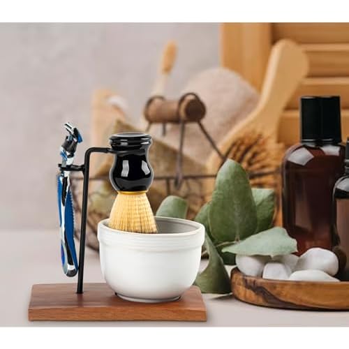 Safety Razor Shave Kit Mens Shaving Kit For Men Black Safety Razor Stand With Shave Brush Shaving Bowl Shaving Soap Set