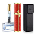 D-LOTUS Travel Perfume Bottle Refillable, Genuine Leather Perfume Atomizer Leakproof Mini Pocket Size Travel Cologne Sprayer for Cruise Car Trip Purse Gift 5ml (Red - L)