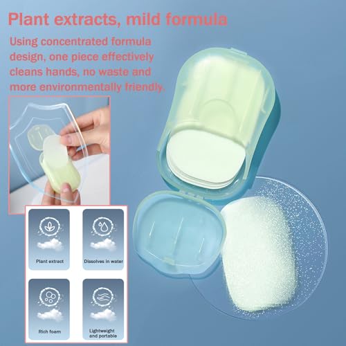 4 Boxes (200 Sheets) Hand Washing Soap Sheets for Outdoor Travel,Portable Hiking Washing Hand Paper Soap for Travel, Party, School, Camping