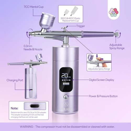 SAVILAND Airbrush Kit with Compressor 0.3mm Nozzle